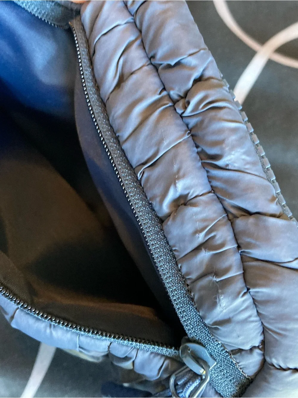 Quilted Puffer Crossbody Bag in Slate Blue